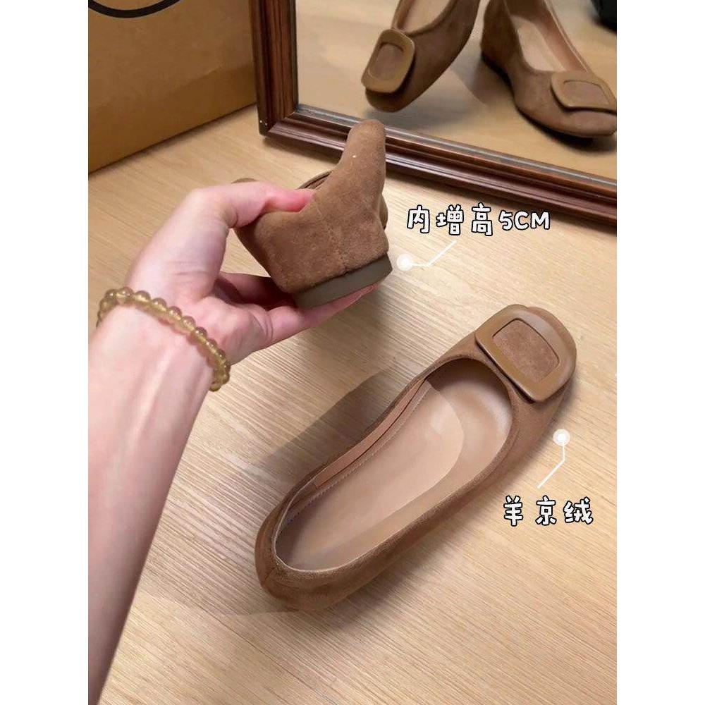羊皮内增高玛丽珍鞋奶奶鞋