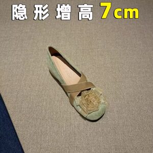 香港羊皮小个子内增高7cm芭蕾玛丽珍鞋女鞋复古百搭真皮浅口单鞋
