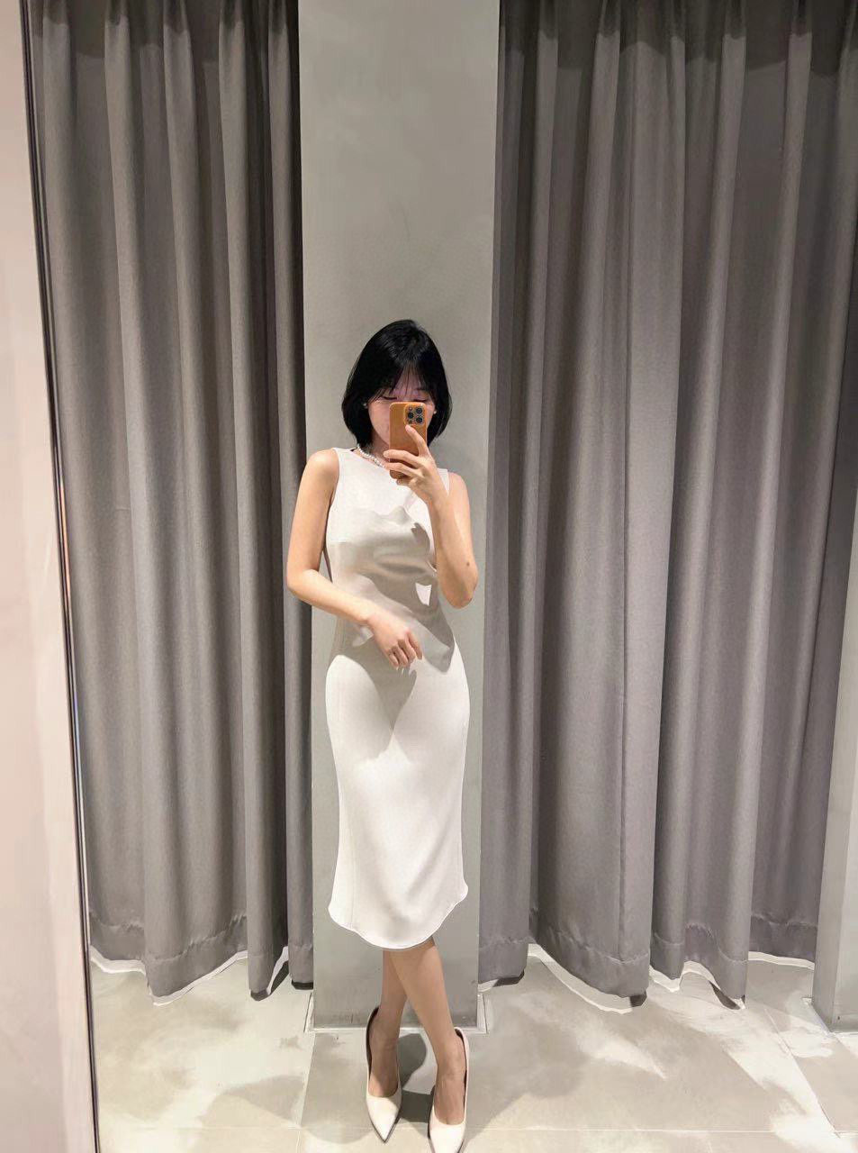 TH2024新品优雅醋酸背心裙修身