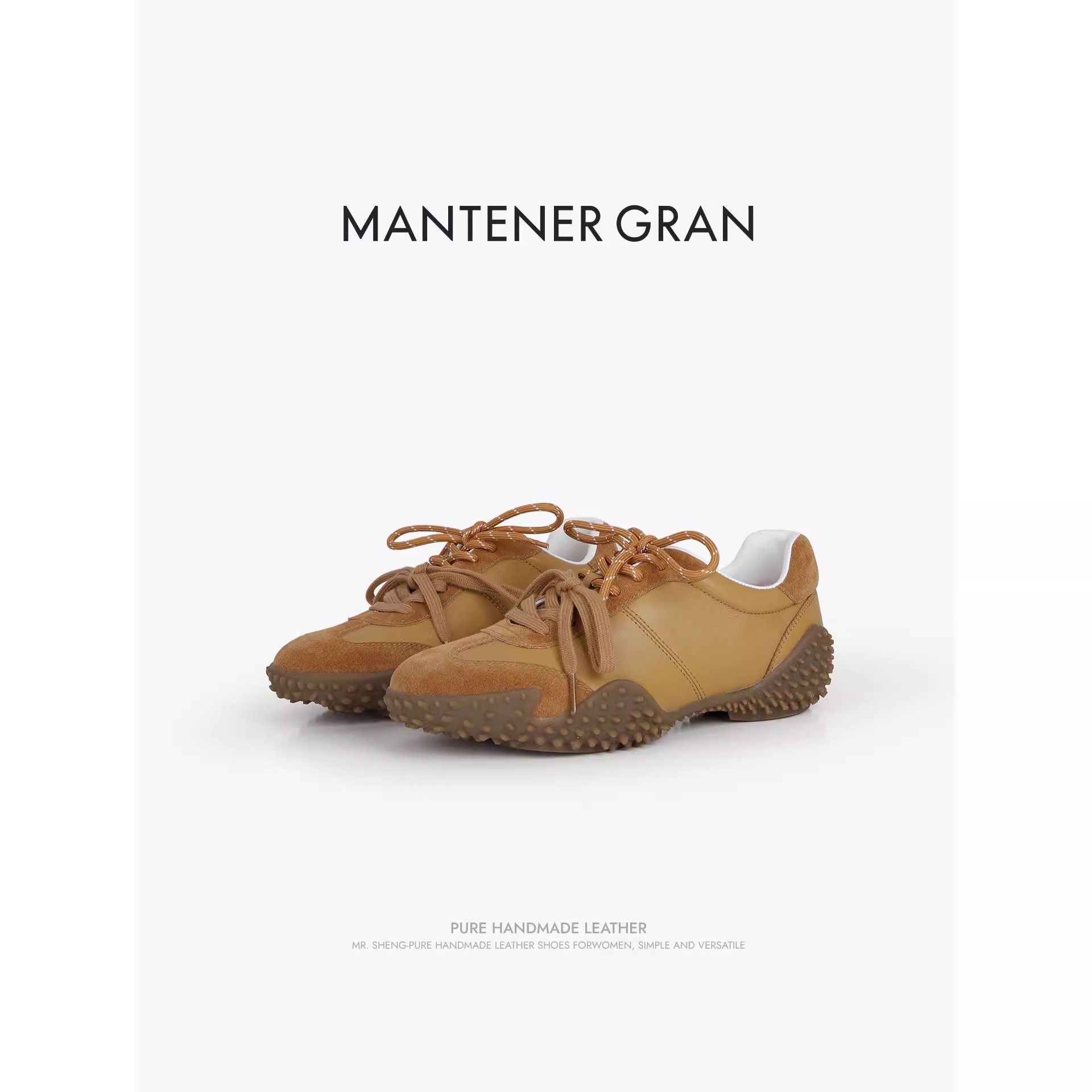 MantenerGran内增高德训鞋女轻便软底运动鞋复古百搭板鞋 MG女鞋