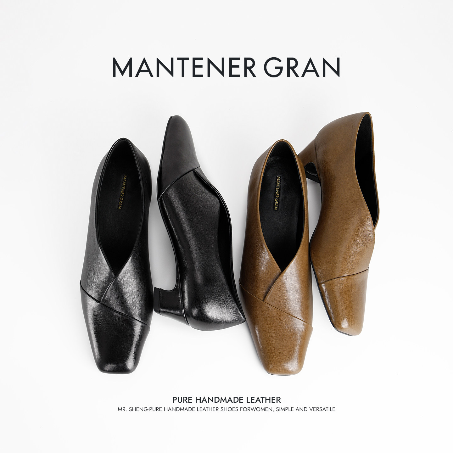 MantenerGran复古小皮鞋一脚蹬乐福鞋女款2026新款粗跟单鞋MG女鞋