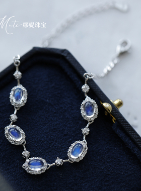 缪媞珠宝女天然月光石纯银镶嵌