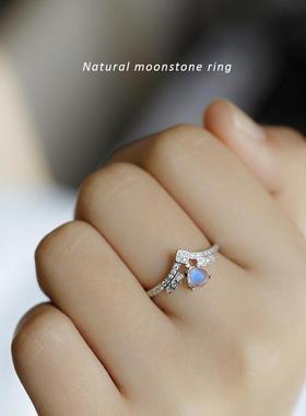 MUTI天然蓝月光石戒指