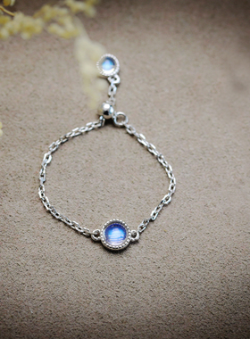 缪媞月光石高光纯银链条戒指女圆梦复古梦想成真系列小众设计轻奢