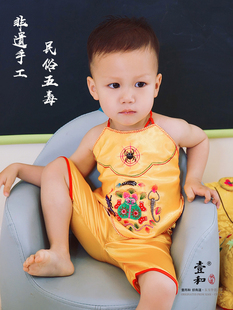 中国风婴儿手工五毒刺绣肚兜宝宝夏纯棉护肚满月周岁礼 壹和织道