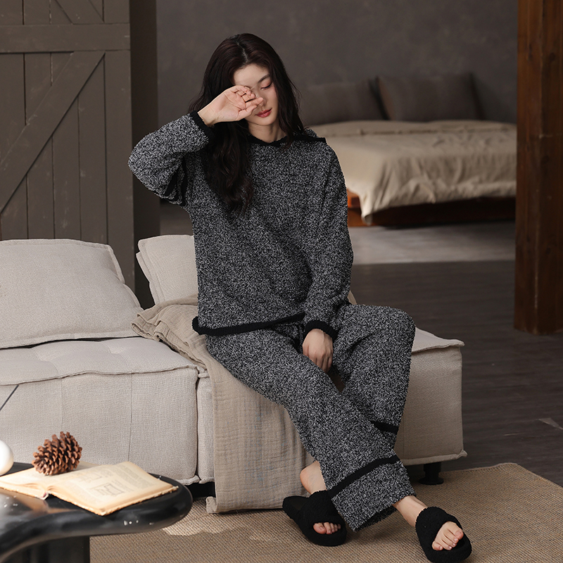 【重磅半边绒套装】日系ins睡衣女秋冬2件套软绵绵半边绒加厚保暖