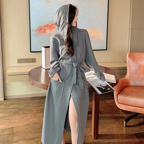 连帽睡袍四季款睡衣女浴袍酒店纯欲风精梳棉韩版GP日式风高级浴袍