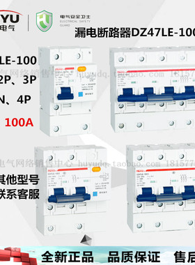 huyu环宇漏电断路器开关漏保保护器dz47le-100 1n1p+n 2p3n3p+n4p