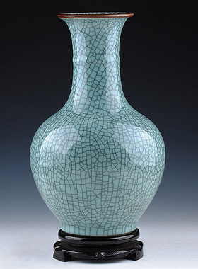 景德镇陶瓷花瓶摆件客厅插花仿古官窑瓷瓶中式家居装饰品瓷器瓶子