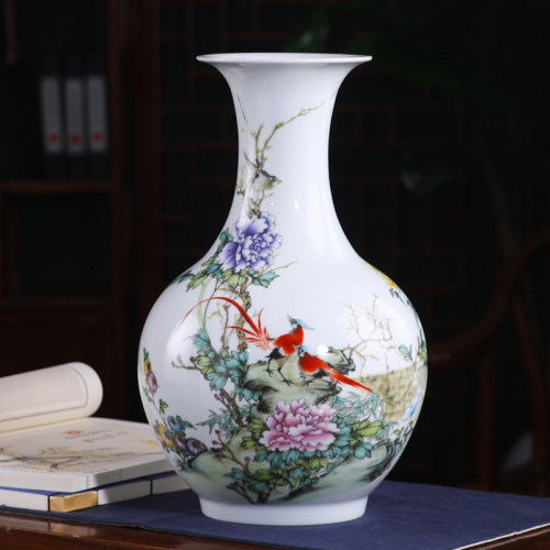 景德镇陶瓷器花瓶摆件客厅插花粉彩瓷瓶中式家居电视柜装饰工艺品 - 封面