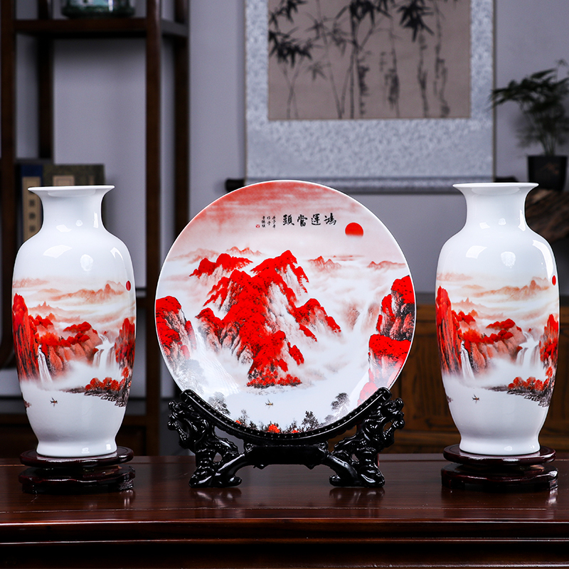 鸿运当头三件套陶瓷小花瓶