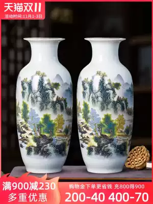 Jingdezhen large vase ceramic ornaments living room flower arrangement rich bamboo modern Chinese home TV cabinet decorations