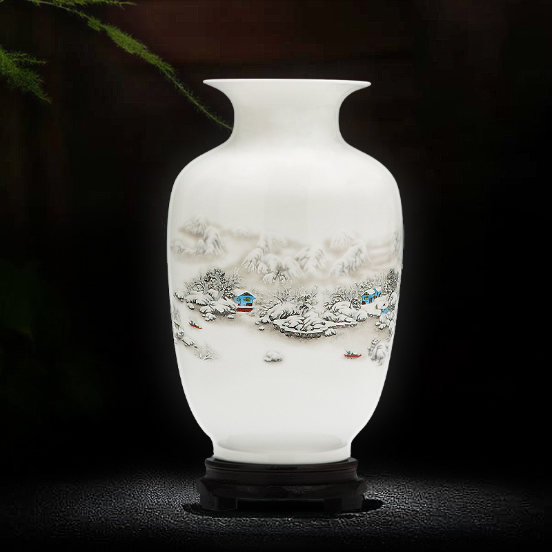 风小花瓶中式风工艺品景德镇瓷器