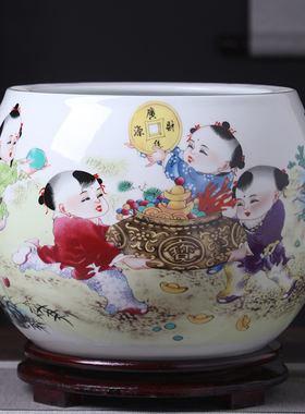 景德镇陶瓷器招财进宝聚宝盆摆件新中式客厅家居装饰品玄关养鱼缸