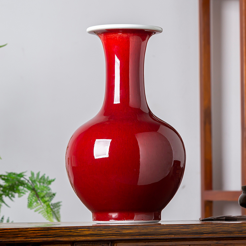 景德镇郎红插花新中式风陶瓷器