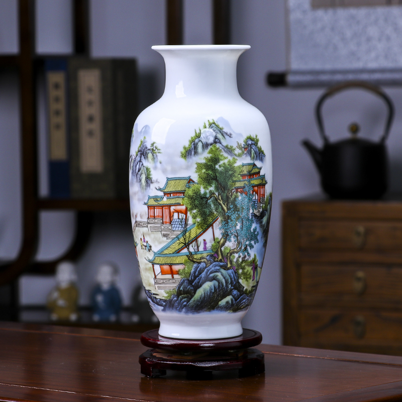 景德镇陶瓷器小花瓶中式客厅装饰