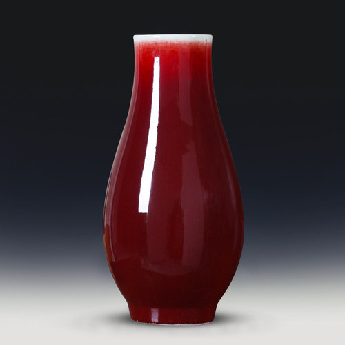 景德镇瓷器陶瓷大号郎红插花瓶复古摆件新中式家居客厅装饰品瓷瓶