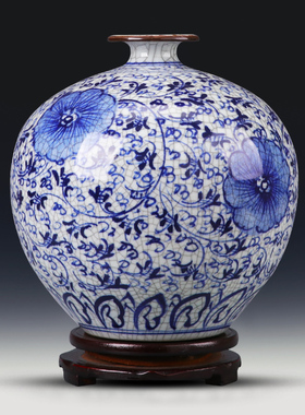 景德镇陶瓷器青花瓷花瓶摆件客厅插花覆古家居装饰品手绘彷古瓷瓶