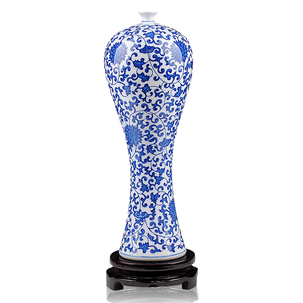 景德镇陶瓷器青花瓷花瓶客厅插花中式家居装饰品摆件瓷瓶子工艺品