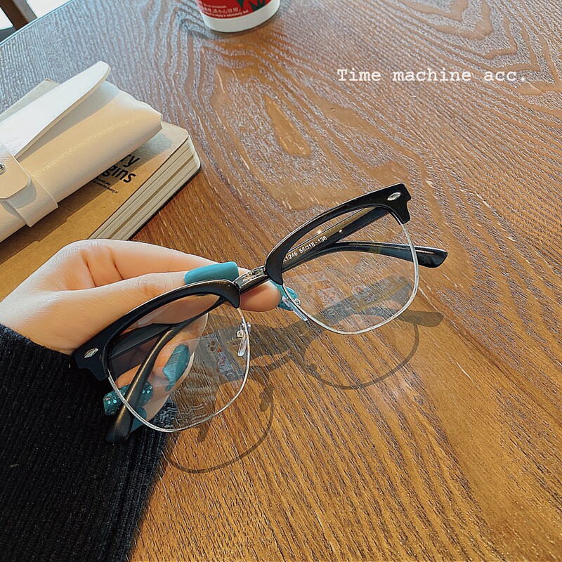 复古黑框眼镜男网红款圆脸大脸素颜平光镜女可配近视眼睛架韩版潮
