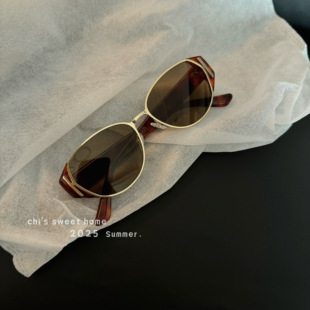 复古猫眼辣妹墨镜女高级感金属欧美风小红书同款防紫外线太阳镜潮