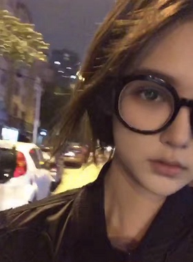 黑色粗框网红同款眼镜女韩国圆形大脸复古文艺平光防蓝光近视镜潮