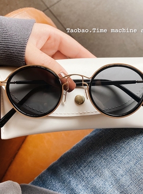 复古圆形黑色墨镜男女开车眼镜防紫外线明星网红个性太阳镜新款潮