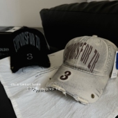 美式 复古潮牌棒球帽男女脏染做旧韩国小众水洗刺绣街头嘻哈鸭舌帽