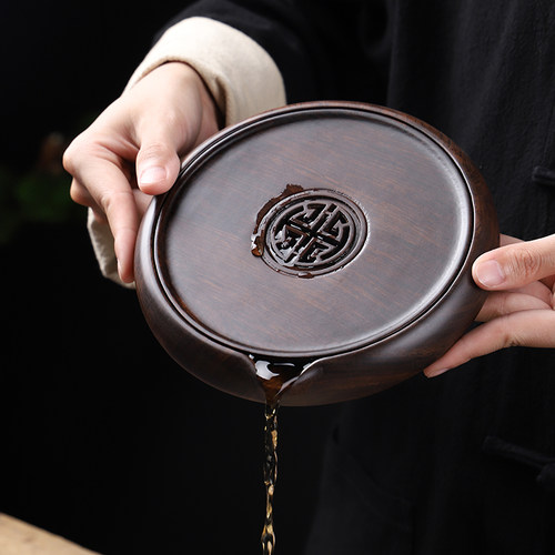 黑檀实木茶道壶承干泡台隔