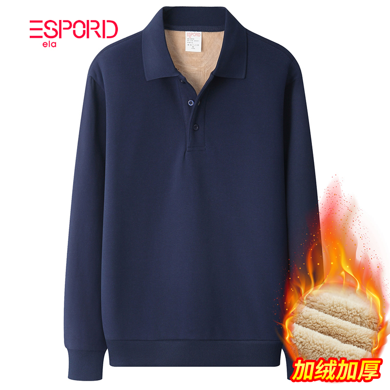加绒纯棉重磅POLO衫加厚保暖T恤