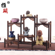 摆件紫砂壶鸡翅木茶壶具小型 红木博古架实木多宝阁格陈列架子中式