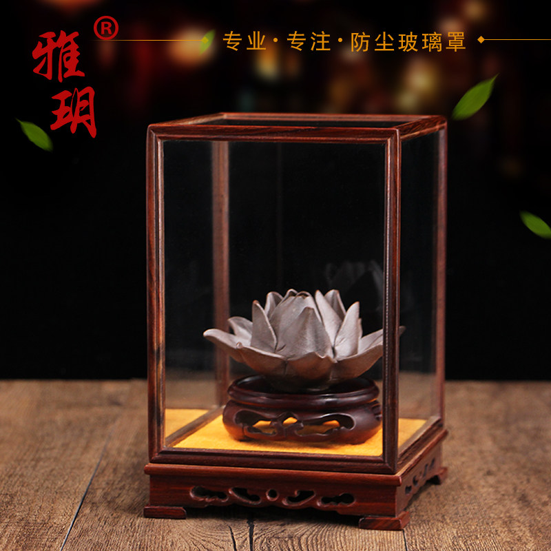 宝笼玻璃罩红木防尘罩长方形摆件批发透明工艺品佛像实木酸枝小