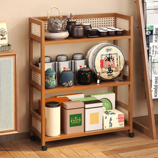 厨房置物架落地多层果蔬菜架靠墙夹缝收纳台面可移动火锅架储物架