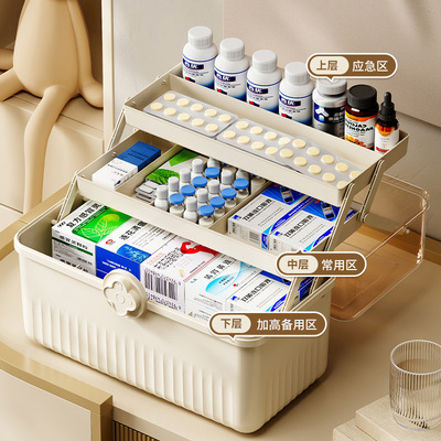 医药箱家庭装药品分类收纳盒柜带锁家用大容量儿童急救药品医疗