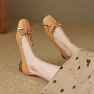 全真皮羊皮超轻便超软底蝴蝶结小皮鞋女鞋子新款通勤洋气休闲百搭