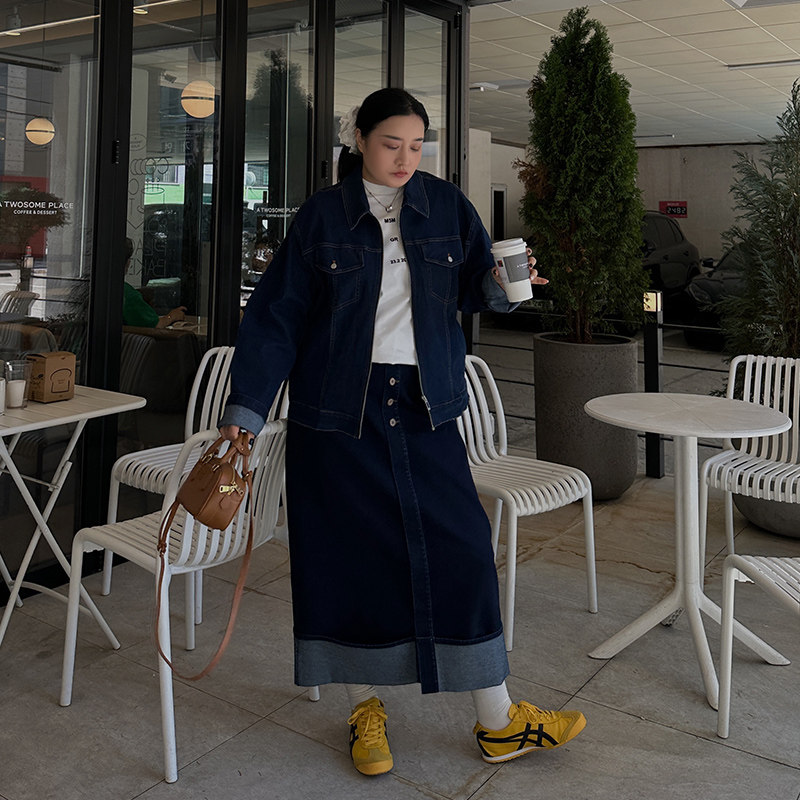 铅笔小鑫大码女装复古慵懒风翻袖牛仔外套港风经典显瘦拉链夹克,女装/女士精品,常规大码外套,淘宝优惠券,粉丝福利购,淘宝优惠卷