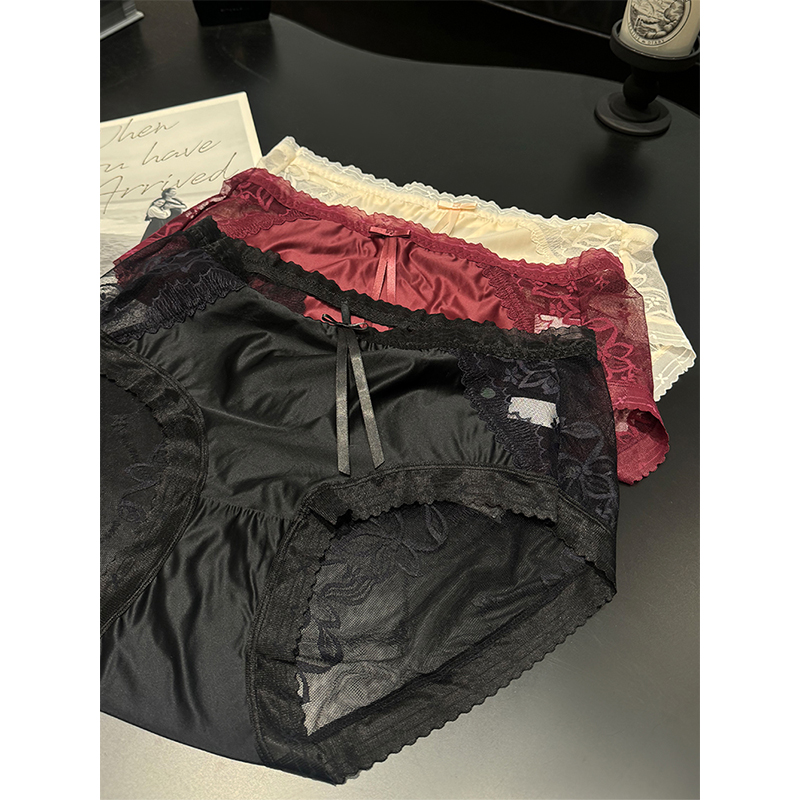 铅笔小鑫大码女装 性感蕾丝 绸缎镂空内裤大码内裤