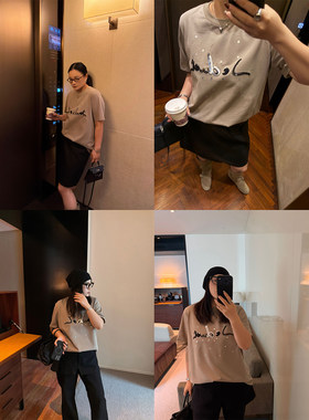 现货！铅笔小鑫大码女装重工刺绣个性钉珠闪片吸睛好穿T恤