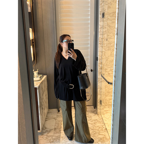 铅笔小鑫大码女装 大口袋 直筒设计 遮胯大码工装裤