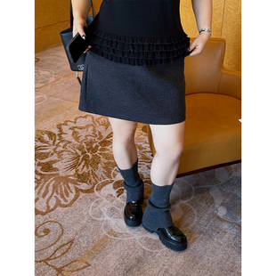 铅笔小鑫大码 显瘦遮肉复合磨毛锁温A字半身裙短裙 女装