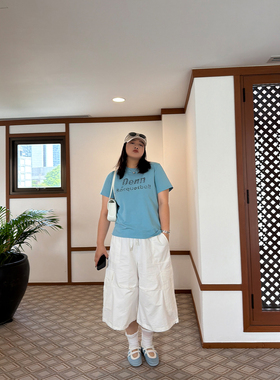 铅笔小鑫大码女装万搭新宠遮胯显瘦白色高腰工装七分裤
