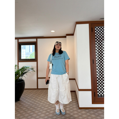 铅笔小鑫大码女装万搭新宠遮胯显瘦白色高腰工装七分裤