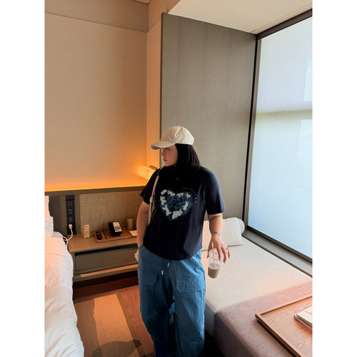 铅笔小鑫大码女装万搭能手美式趣味小马爱心图案印花T恤