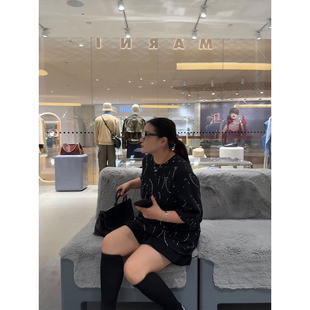 铅笔小鑫大码女装 松弛拉满 泼墨印花 宽松遮肉 复古休闲短袖T恤