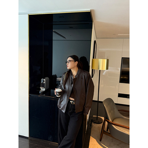 铅笔小鑫大码女装 简约休闲 英伦风 大码皮衣外套