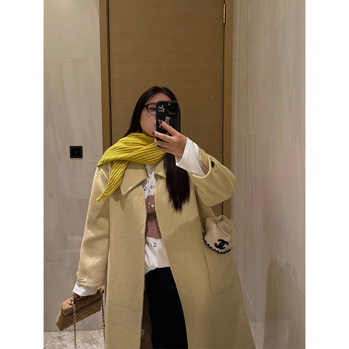 铅笔小鑫大码女装温柔慵懒极简主义复古廓形羊绒大衣外套