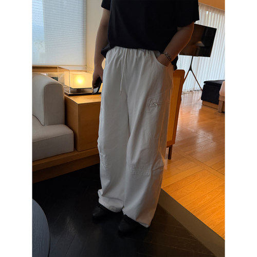 铅笔小鑫大码女装宽松廓型百搭大拉链口袋松紧系带腰头工装裤