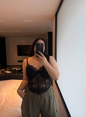 铅笔小鑫大码女装法式蕾丝细肩带可外穿打底吊带美背