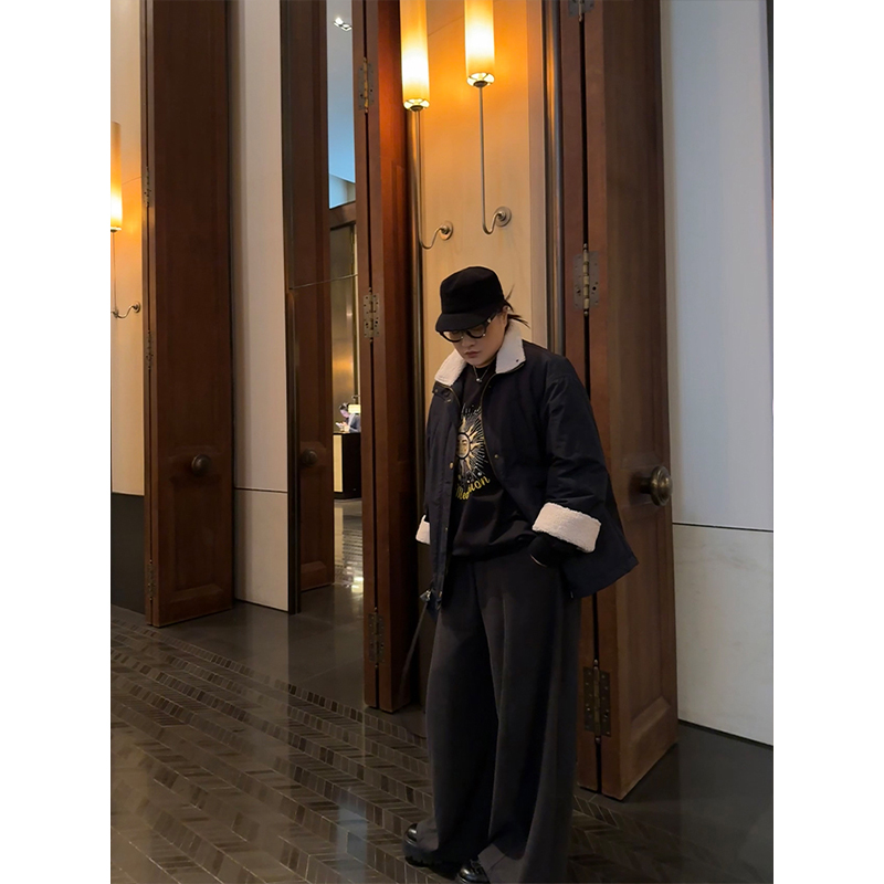 铅笔小鑫大码女装简约立领撞色拼接保暖加厚派克服羽绒外套