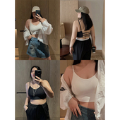 铅笔小鑫大码 女装 美背吊带背心文胸一体内搭外穿打底内衣